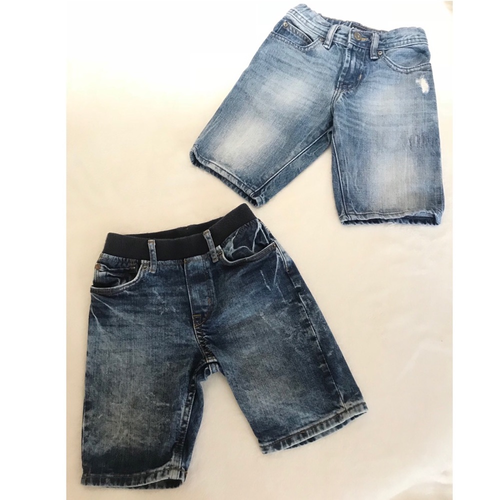 Two little boys denim shorts